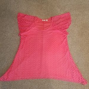 Coral colored lace top